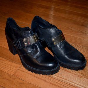 Vagabond Metal Plate Chunky Leather Heels